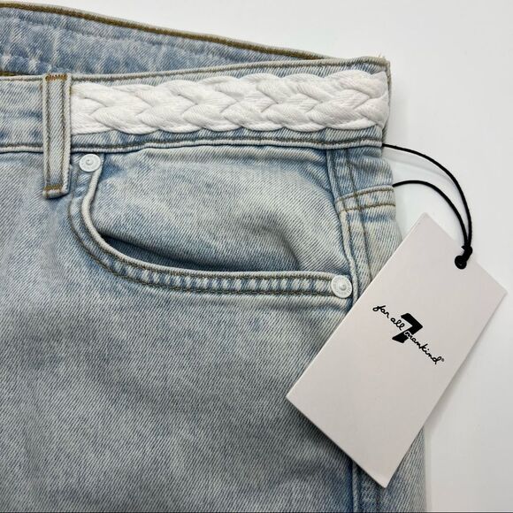 7 For All Mankind • High Waist Cropped Straight with Braided Belt - Picture 6 of 9
